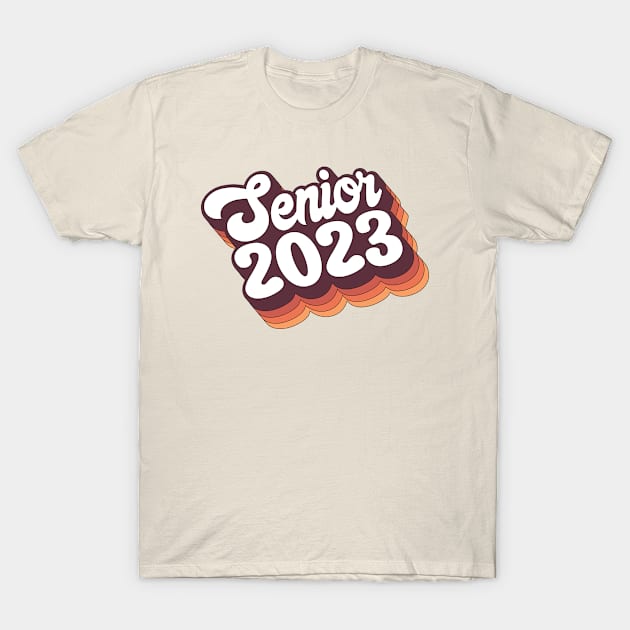 Retro Groovy 70s 3D Lettering Senior 2023 T-Shirt by Inspire Enclave